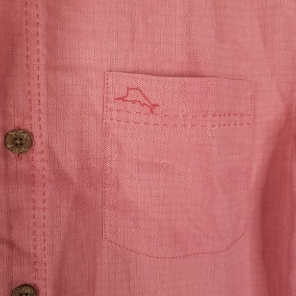Tommy Bahama IslandZone Cool Max/Silk Blend Button Front Shirt Size S Salmon - Picture 9 of 13